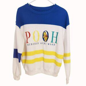Disney Winnie the Pooh Womens M Striped Panel Crewneck Sweatshirt Top - BoxLunch
